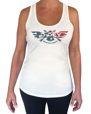 D-Dey Patriotic, White, Women's Tank Top - Soft, Comfortable and Pre-Shrunk