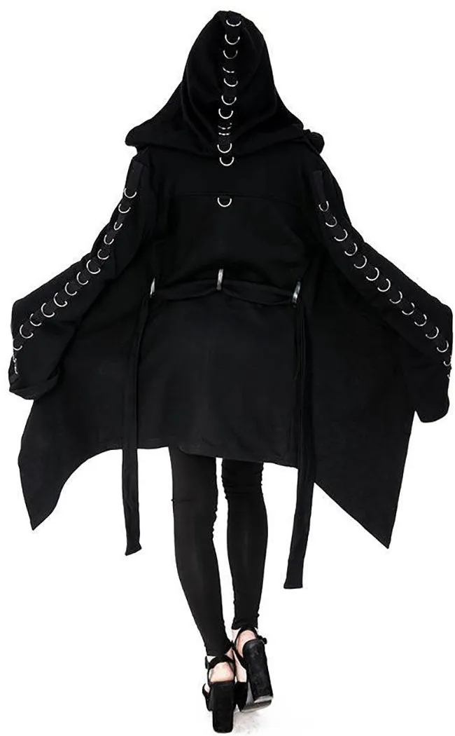 D Ring Long Hooded Cardigan