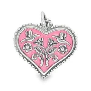 D1177 Pink Heart Flower Pendant