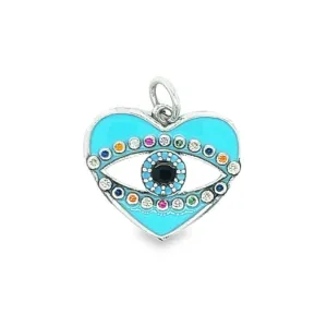 D1196 Light Blue Heart Eye Pendant