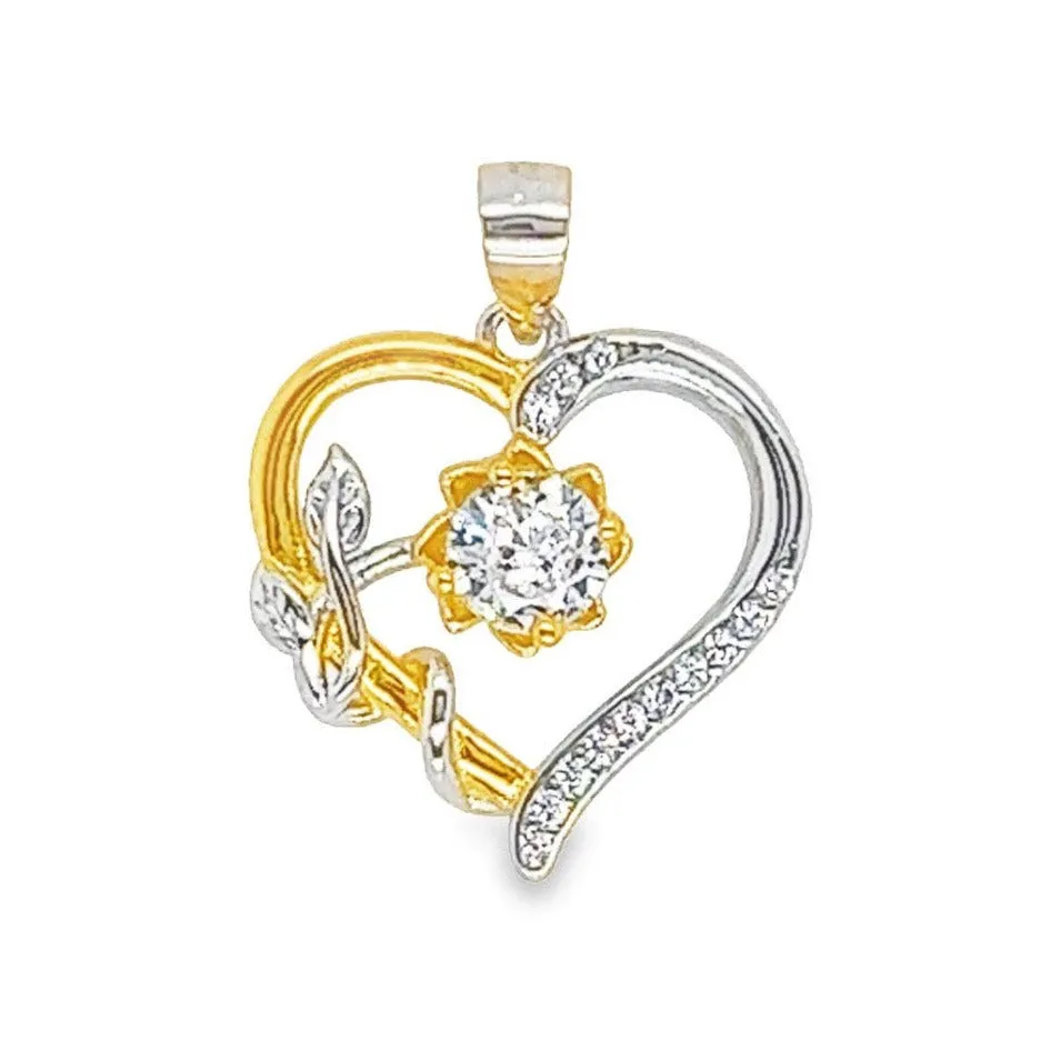 D1475 Heart And Flower Pendant