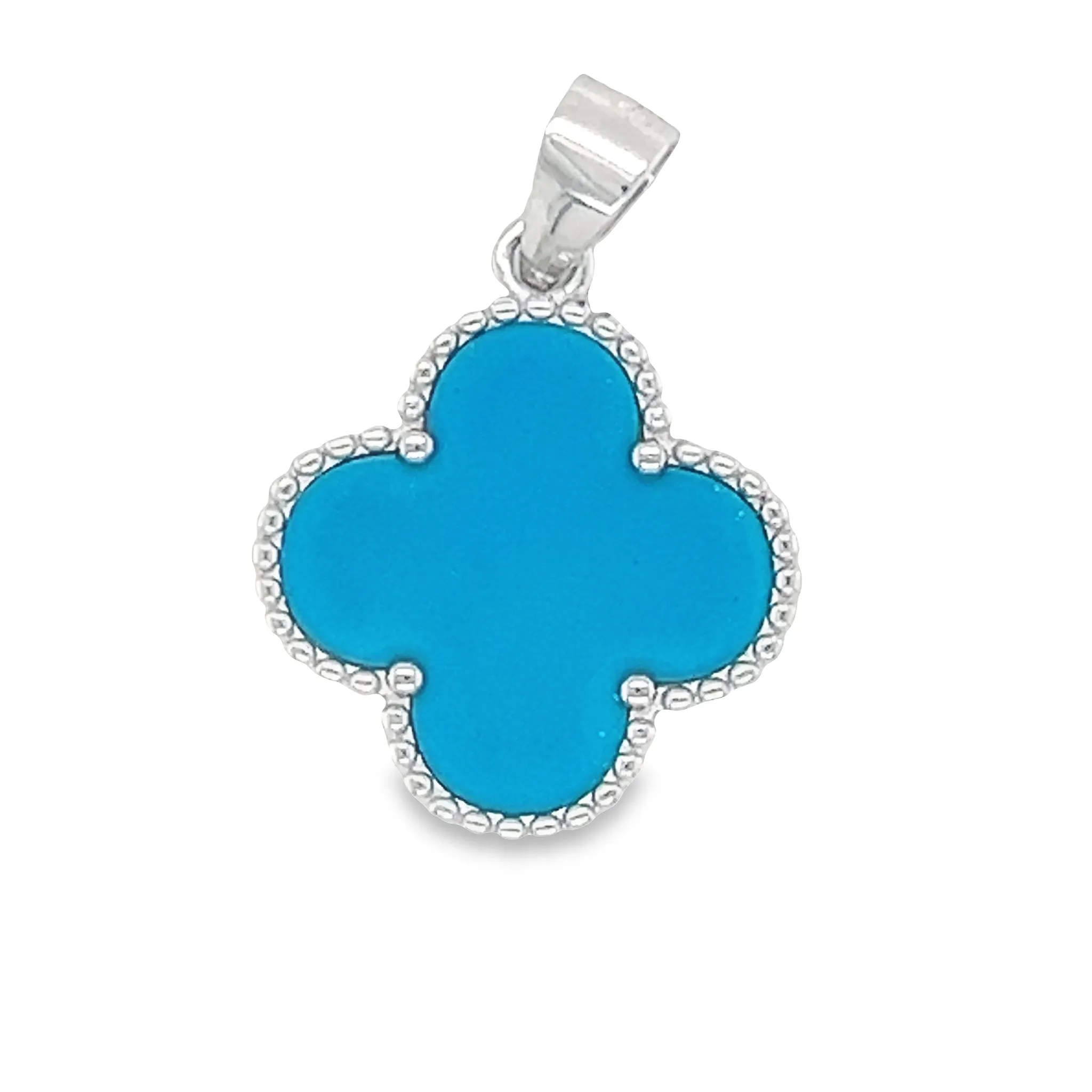 D1621 Blue Flower Clover Pendant