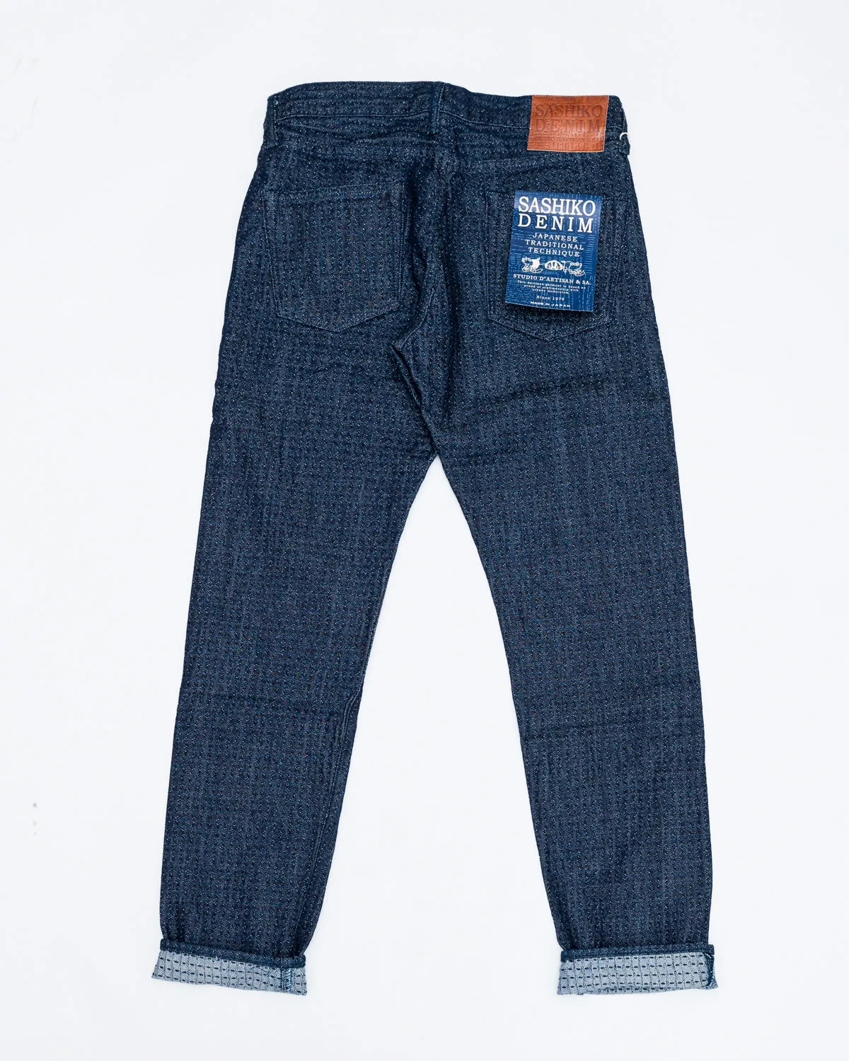 D1854S - 15.5oz Indigo O/W Sashiko Denim Jeans - Relaxed Taper