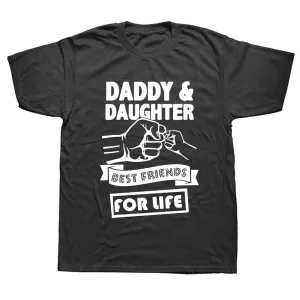 Daddy And Daughter Best Friends For Life Dad Gift Printed Cotton Short Sleeve T-Shirts