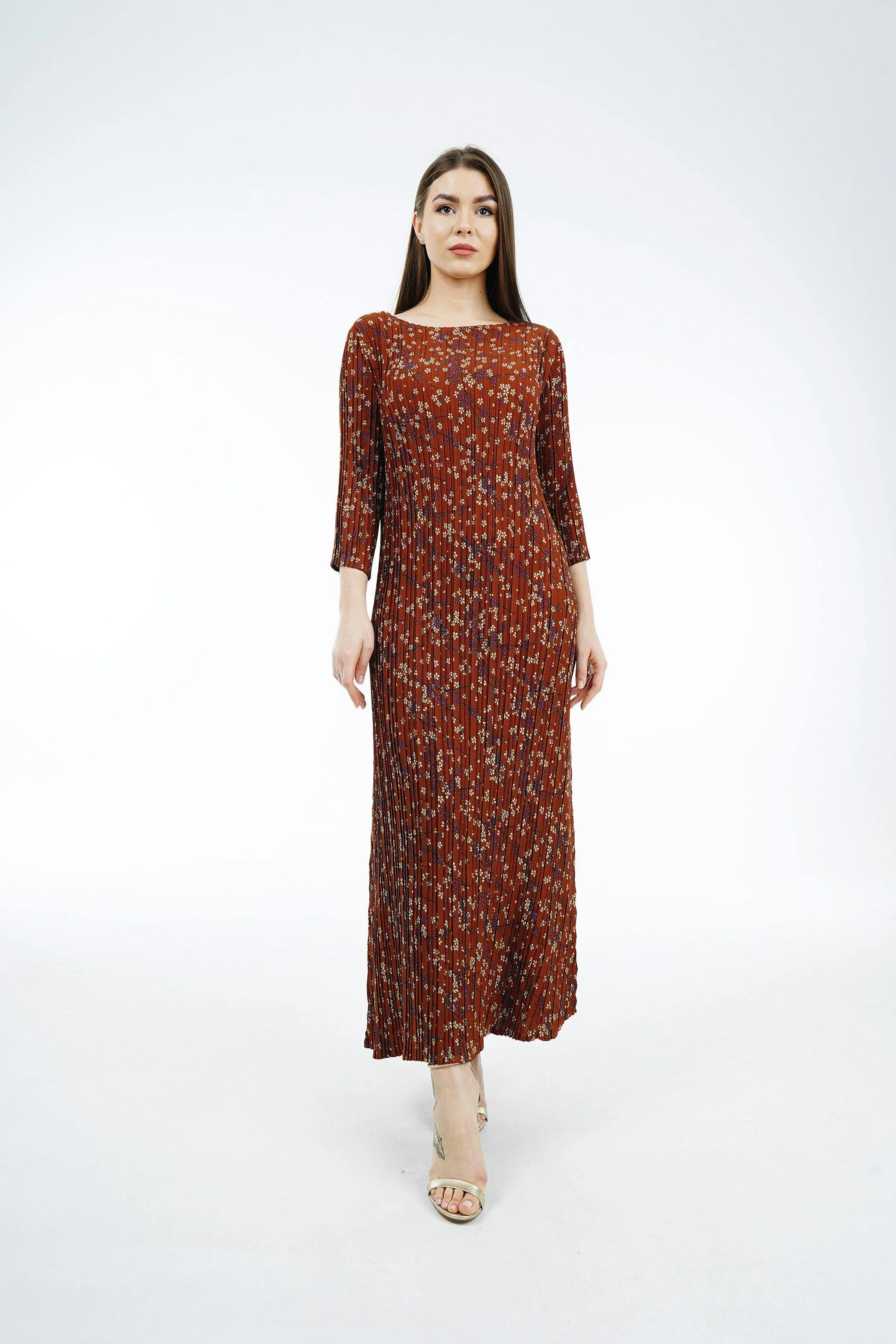 Dael Pleated Floral Dress (Slim Fit)