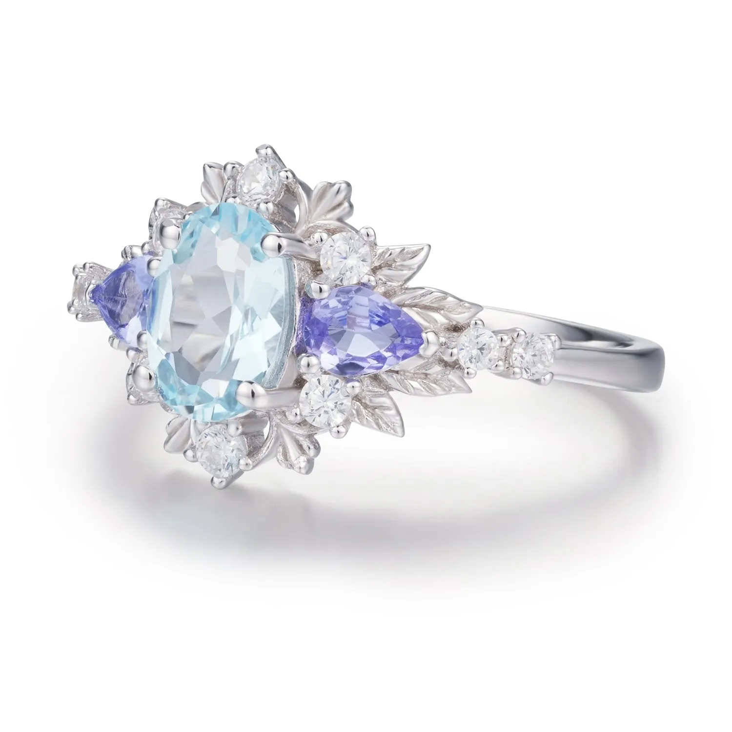 Dahlia Aquamarine Tanzanite Ring©