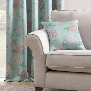 Dahlia Cushion by Dreams & Drapes in Duck Egg 43 x 43cm