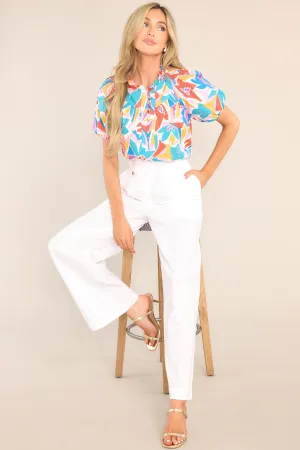 Daily Happenings Rainbow Floral Print Top