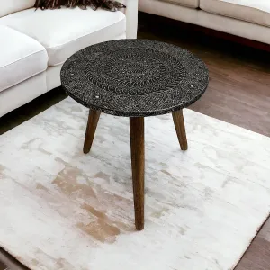 Daim Beautiful Wooden Silver Brass Overlay fold-able Side Table/end Table/Plant Stand/Stool Living Room Kids Play Furniture Table Round Shape