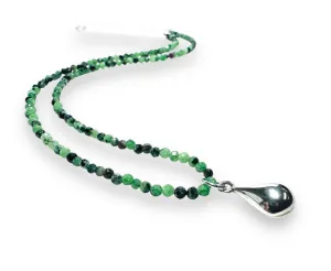 Dainty Beaded Gemstone Necklace-Ruby Zoisite Teardrop