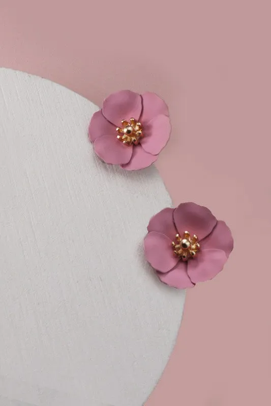 Dainty Flowers Post Earrings Pink