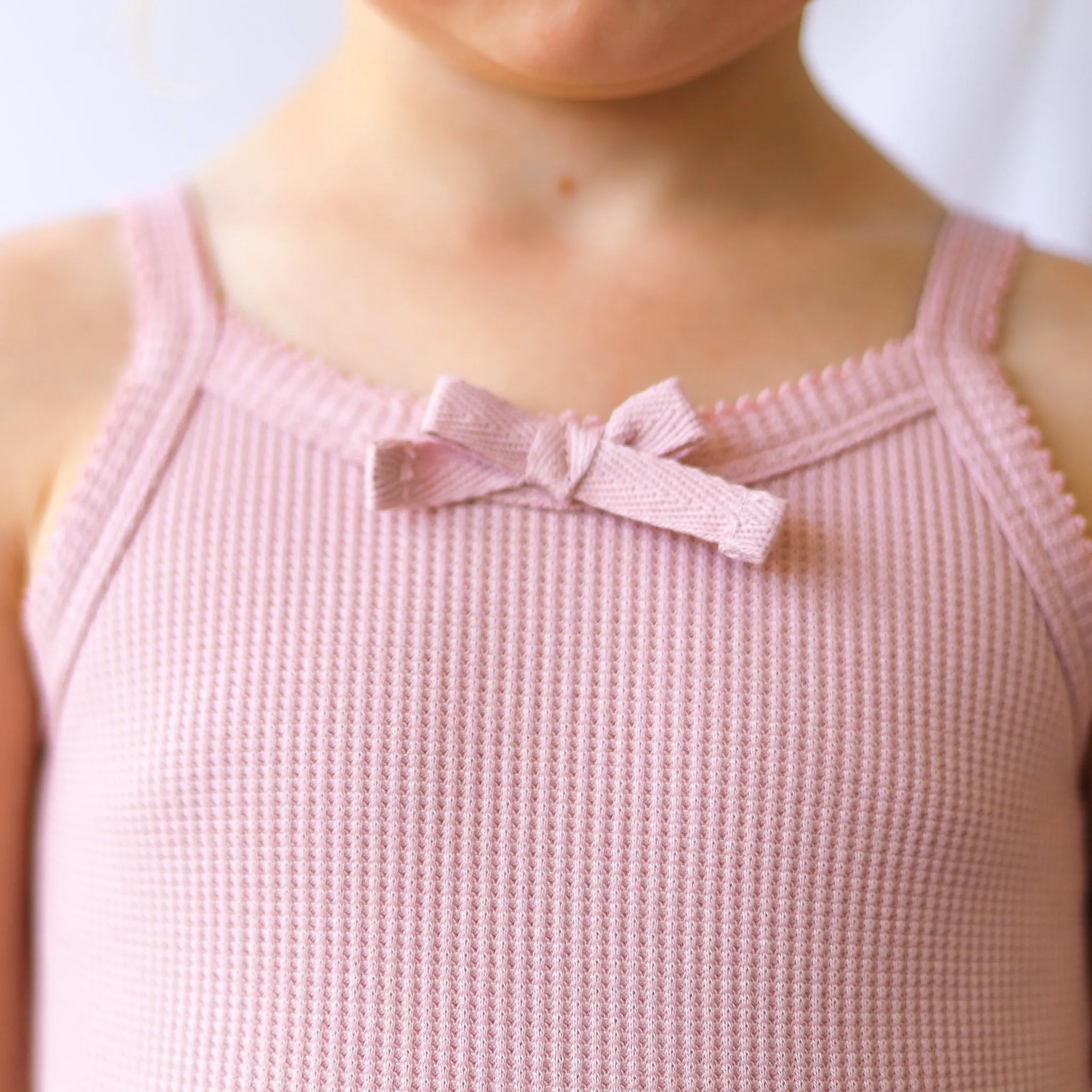 Dainty Waffle Singlet - Antique Rose