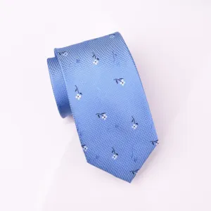 Daisies & Full Roses Floral Blue Modern Woven Tie 3"