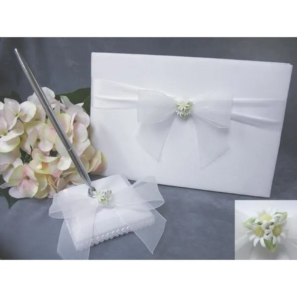 Daisy Bouquet Wedding Guestbook and Pen Set