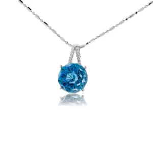 Daisy Cut Blue Topaz & Diamond Pendant