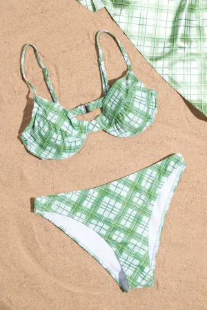 Daisy Street Check Cupped Bikini Top