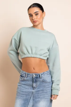 Daisy Street Crop Sweater in Salt Green