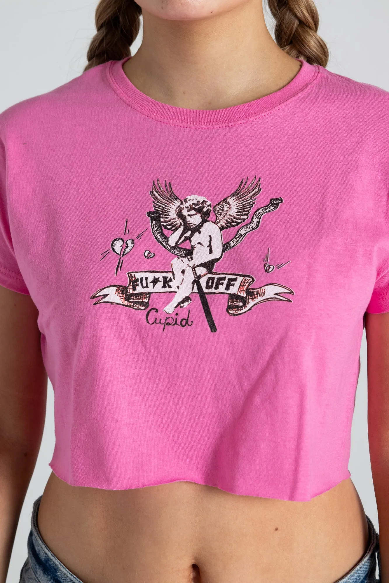 Daisy Street F*** Cupid Cropped Tee