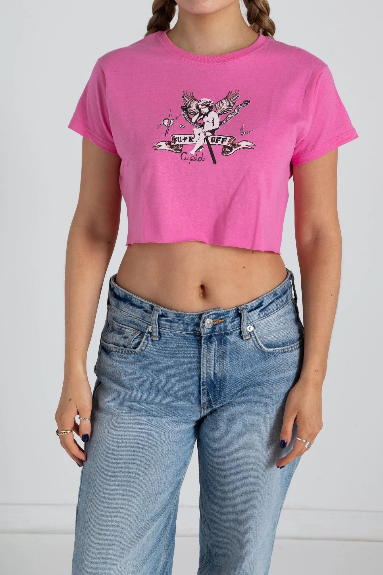 Daisy Street F*** Cupid Cropped Tee