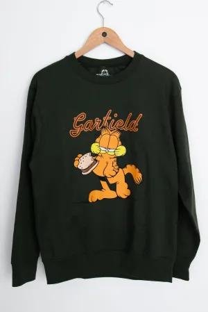 Daisy Street Garfield Burger Graphic Sweatshirt in Forest Green