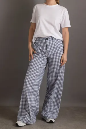 Daisy Street Gingham Wide Leg Trousers