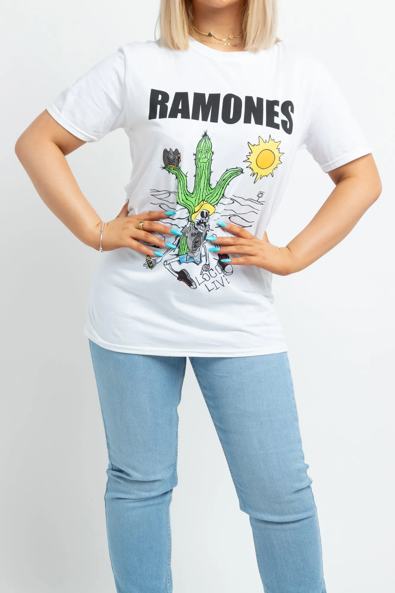 Daisy Street Ramones Licensed T-Shirt in White