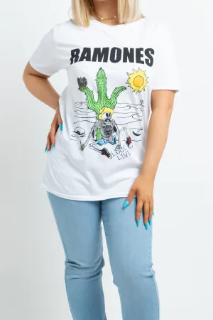 Daisy Street Ramones Licensed T-Shirt in White