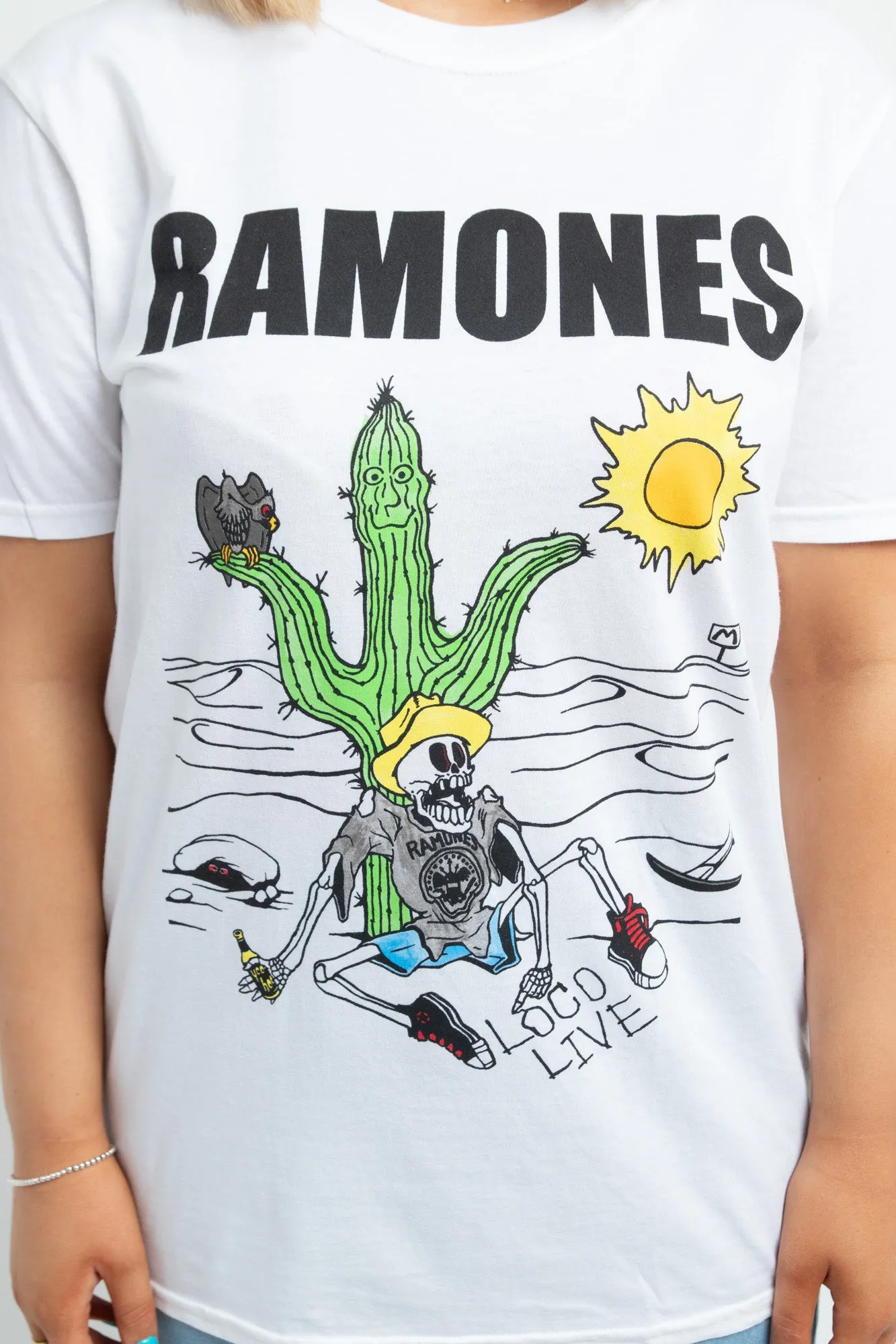 Daisy Street Ramones Licensed T-Shirt in White