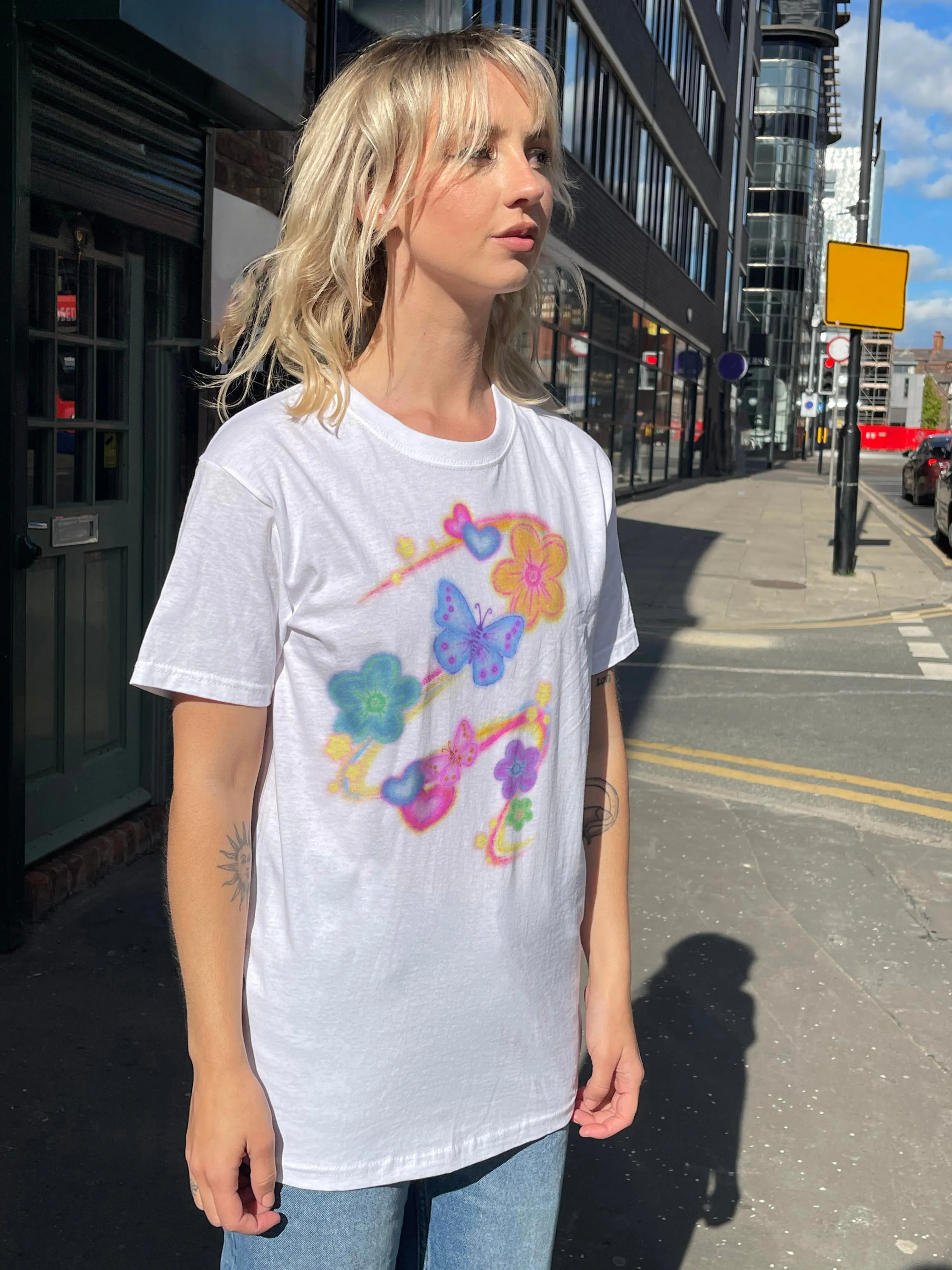 Daisy Street Relaxed T-Shirt with Butterfly Print