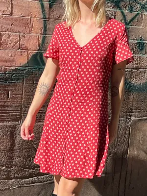 Daisy Street Skater Dress in Red Orange Floral Print