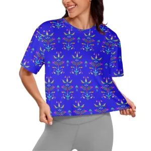 Dakota Damask Blue Women's Cropped T-shirt