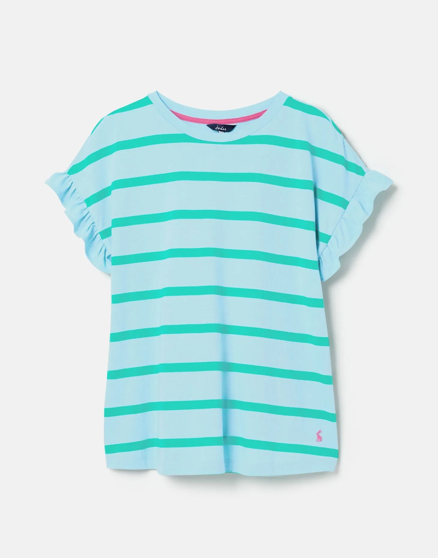 Dakota Frill Sleeve T-Shirt - Blue Green Stripe