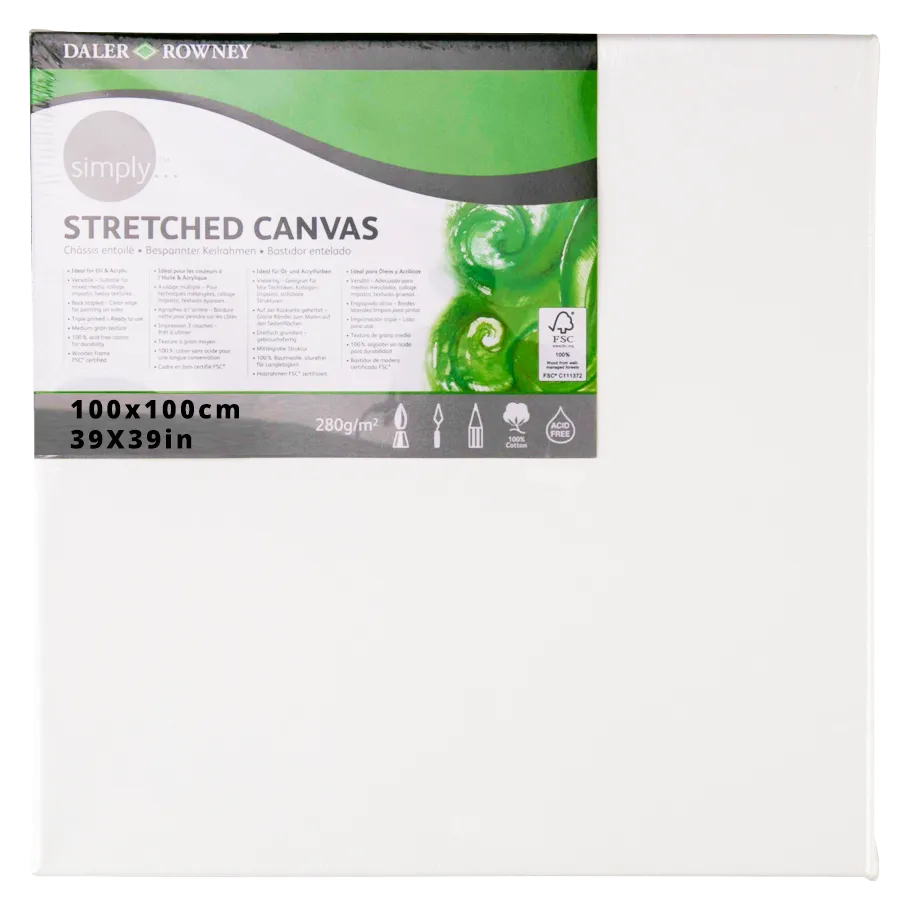 Daler Rowney Simply Stretched Canvas 100*100cm/39*39"