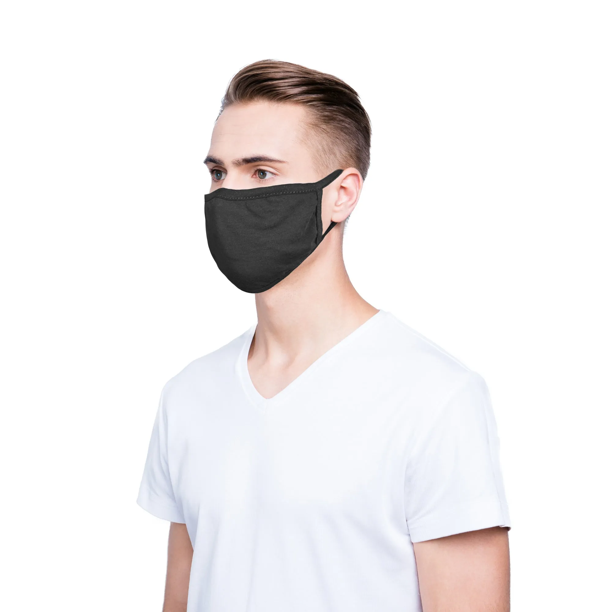 DALIX 3 Pack Premium Cotton Mask Reuseable Washable Made in USA (Black, White)