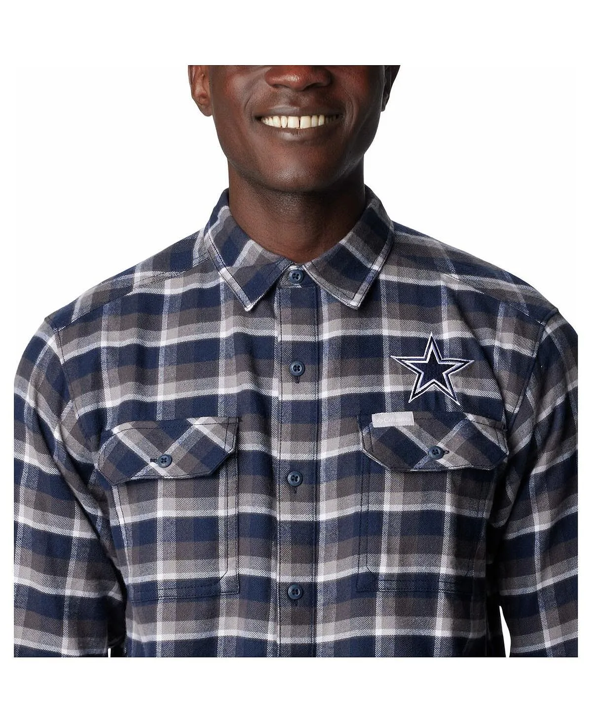 Dallas Cowboys Flare Gun Columbia Men's Navy Blue Flannel Button Down Shirt