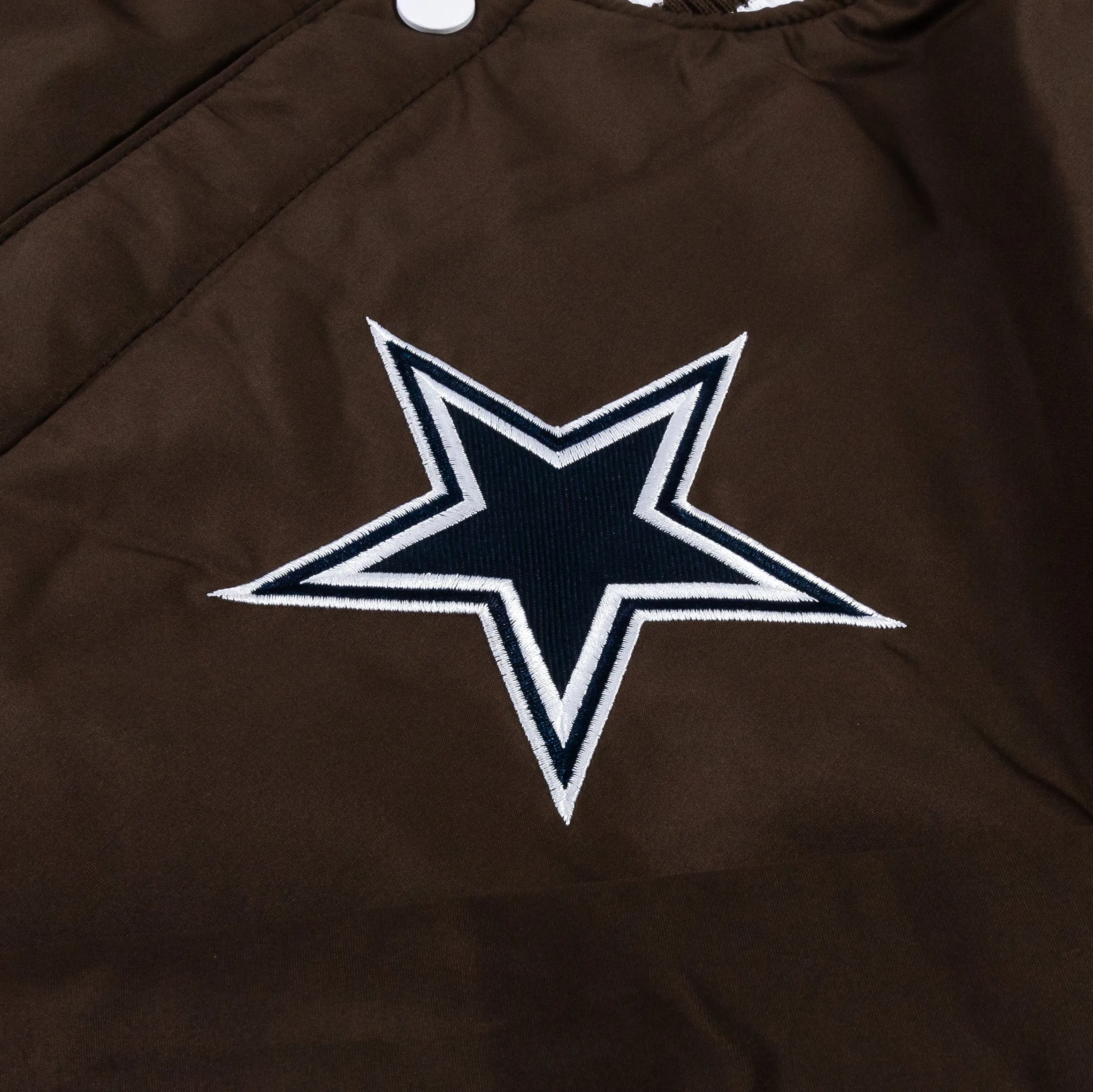 Dallas Cowboys Reversible Letterman Mens Jacket (Brown/White)