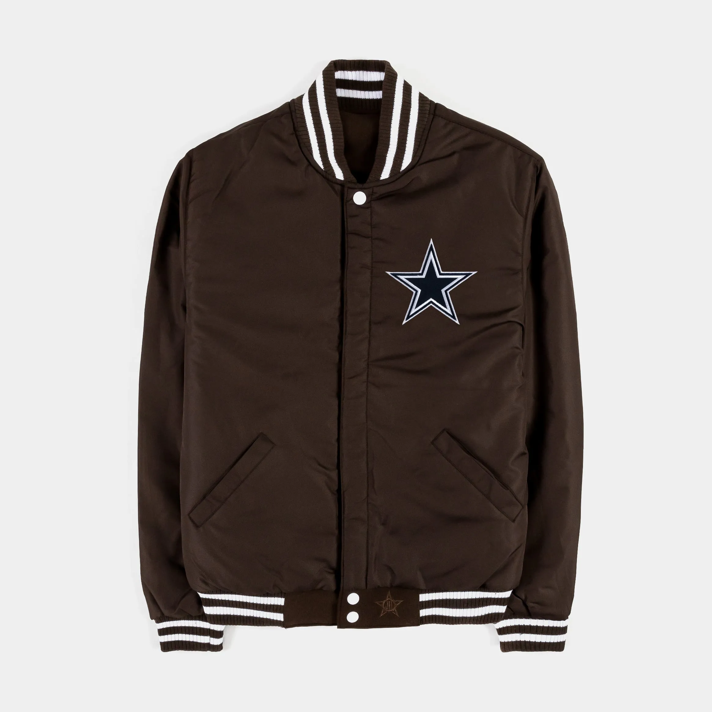 Dallas Cowboys Reversible Letterman Mens Jacket (Brown/White)