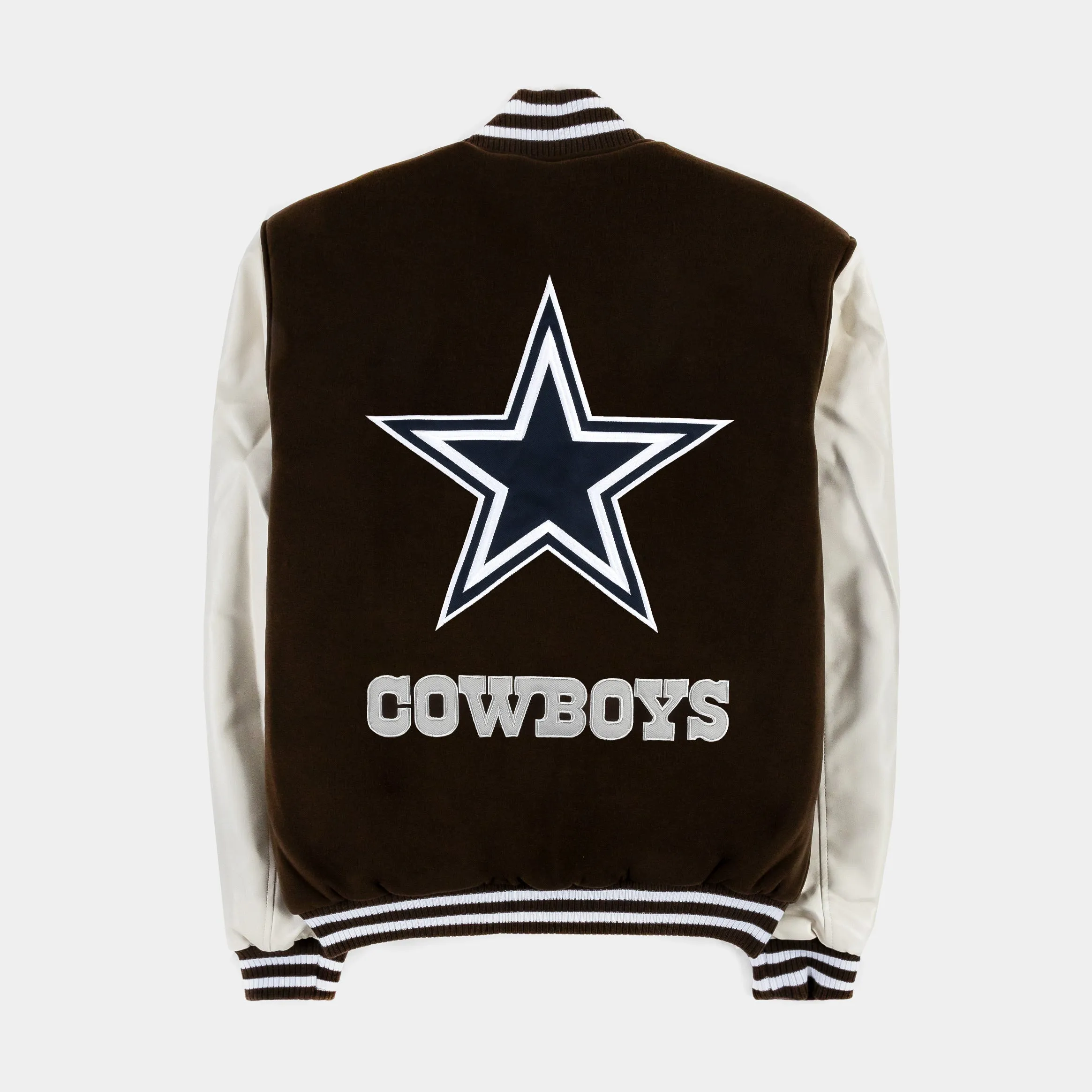 Dallas Cowboys Reversible Letterman Mens Jacket (Brown/White)