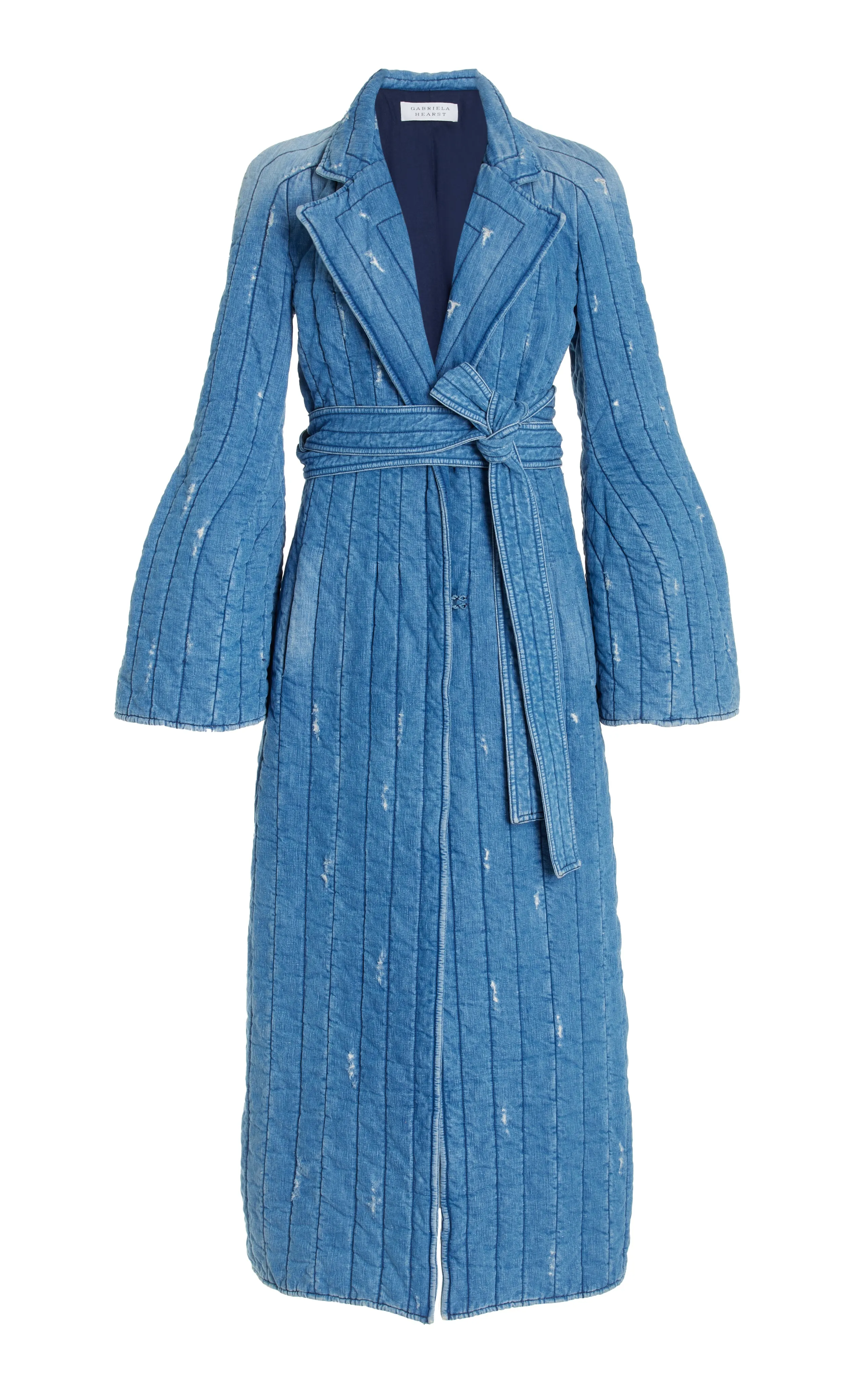 Dalloway Coat in Light Blue Recycled Cotton Linen Denim