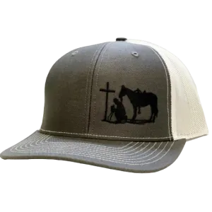 Dally Up Men's Grey Cowboy Praying Snapback Cap