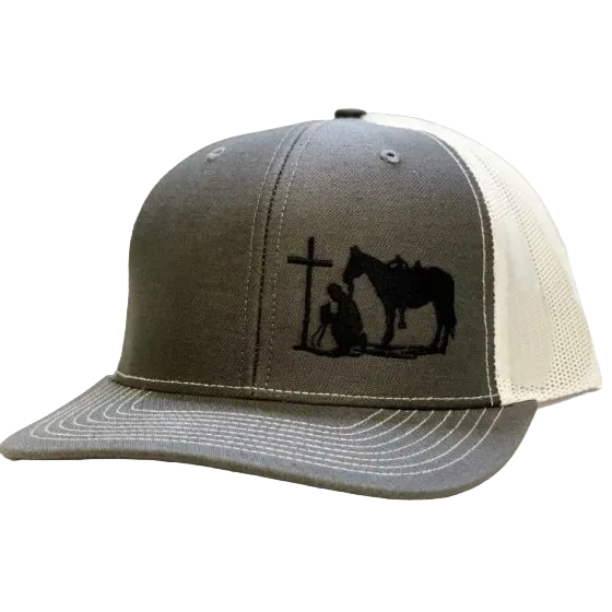 Dally Up Men's Grey Cowboy Praying Snapback Cap