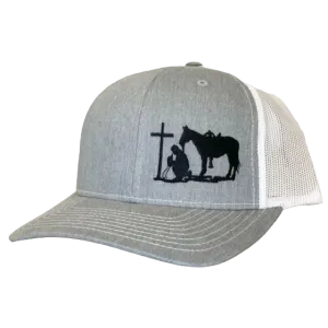 Dally Up Men's White Heather Cowboy Praying Cap