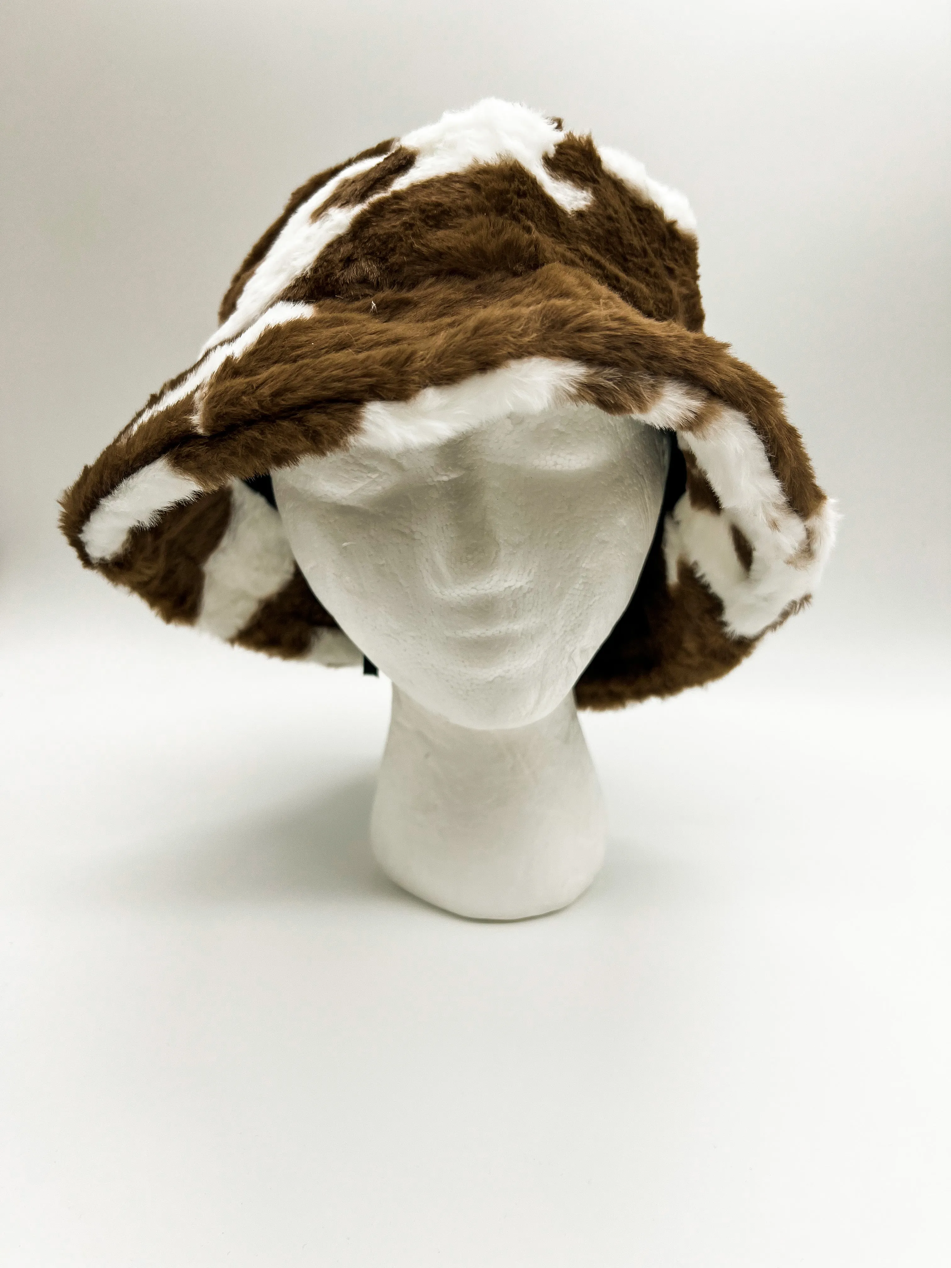 Dalmatian Faux Fur Plush Bucket Hat