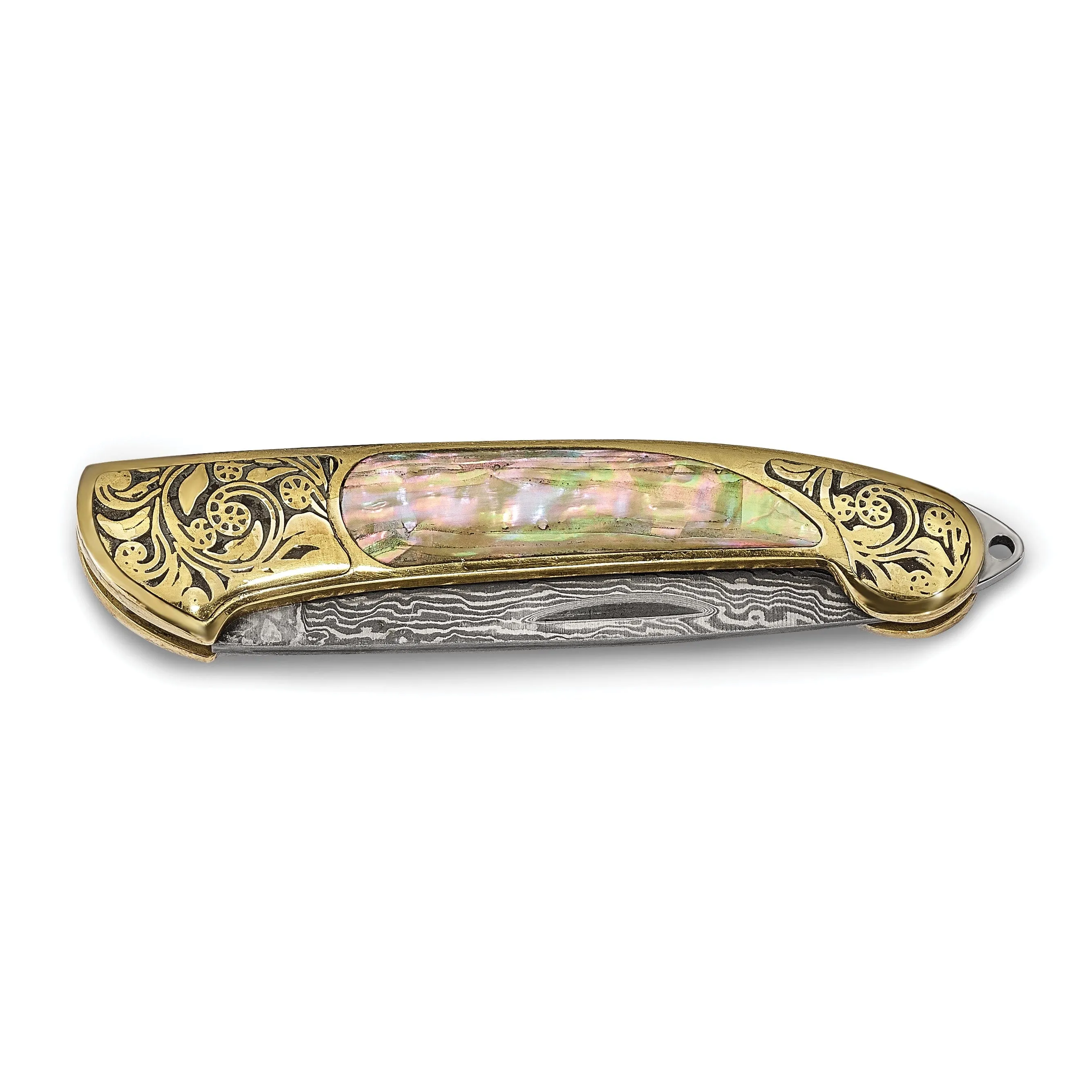 Damascus Steel Abalone Shell Handle Knife