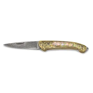 Damascus Steel Abalone Shell Handle Knife