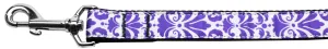 Damask Purple Nylon Dog Leash 5-8 Inch Wide 4ft Long