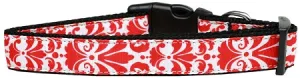 Damask Red Nylon Dog Collar Xl