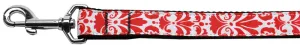 Damask Red Nylon Dog Leash 3-8 Inch Wide 4ft Long