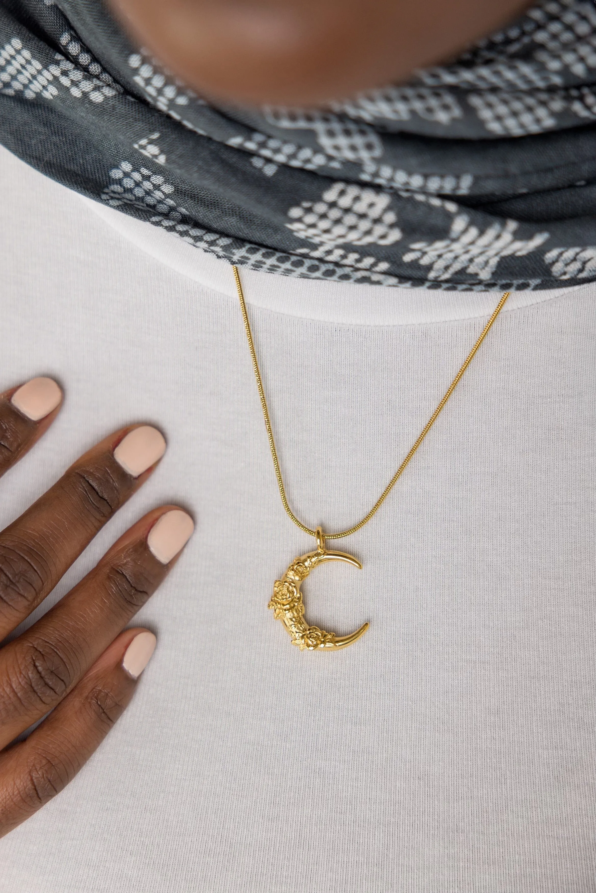 Damask Rose Crescent Necklace | VELA x Nominal