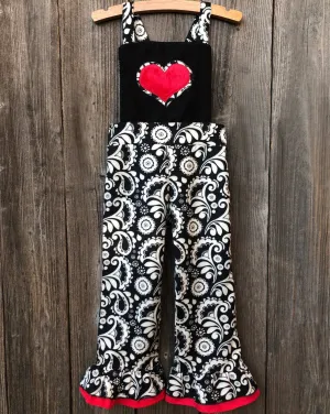 Damask Valentines Day Overalls